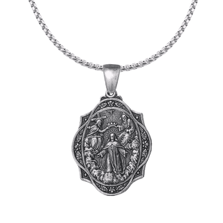 Vintage White Bronze Our Lady of Remedy Trinitarian Medal