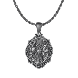 Vintage White Bronze Our Lady of Remedy Trinitarian Medal