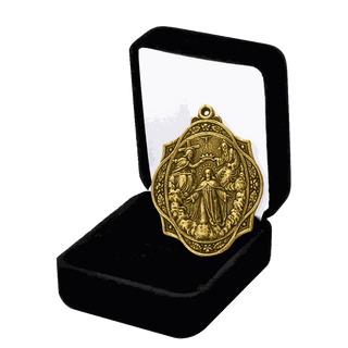 Vintage Yellow Bronze Our Lady of Remedy Trinitarian Medal