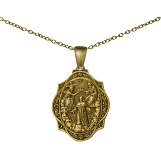 Vintage Yellow Bronze Our Lady of Remedy Trinitarian Medal