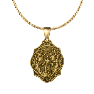 Vintage Yellow Bronze Our Lady of Remedy Trinitarian Medal