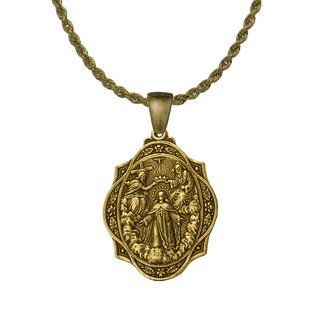 Vintage Yellow Bronze Our Lady of Remedy Trinitarian Medal