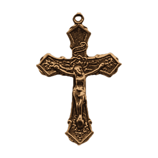 Vintage Bronze Eucharistic Chalice Center and Wheat Crucifix