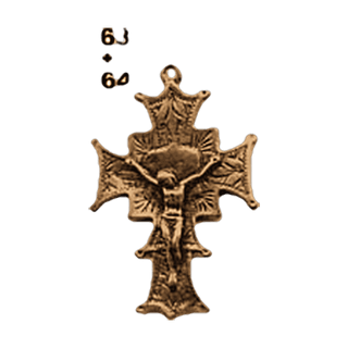 Vintage Bronze Cherub Center and Radiant Leaf Crucifix