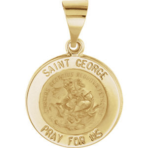 14K Gold 18.25 MM Round Hollow Miraculous Medal