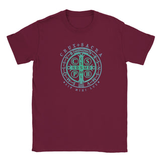 St. Benedict Medal Cross Teal and Aqua T-Shirt - view 4