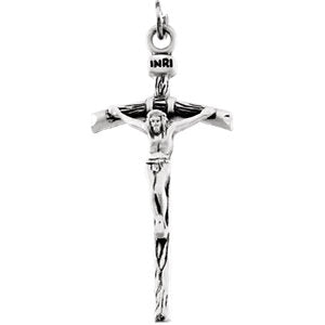 14K White 23x14 MM Crucifix Pendant