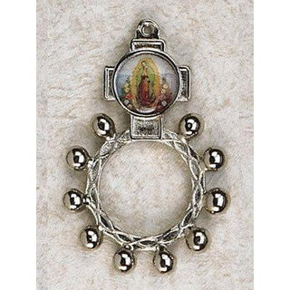 Bulk Our Lady of Guadalupe Finger Rosary. Silver Tone