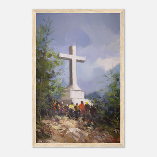 Pilgrims at the White Cross Framed Print