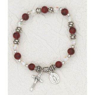 4-pack - GARNET- Italian Faux Birthstone Stretch Bracelet