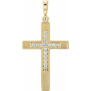 14K Yellow .07 CTW Natural Diamond Cross Pendant