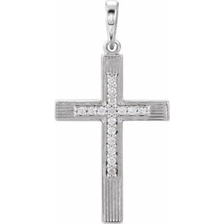 14K White .07 CTW Natural Diamond Cross Pendant