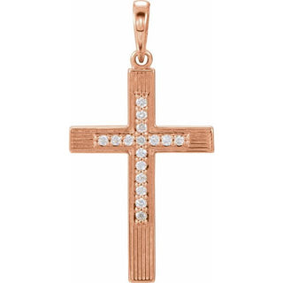 14K Rose .07 CTW Natural Diamond Cross Pendant
