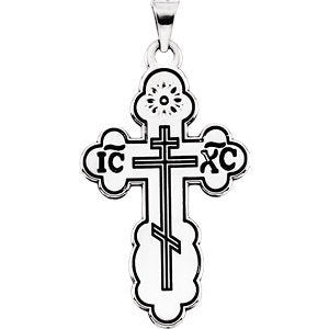 Sterling Silver 19x13 MM Orthodox Cross Pendant