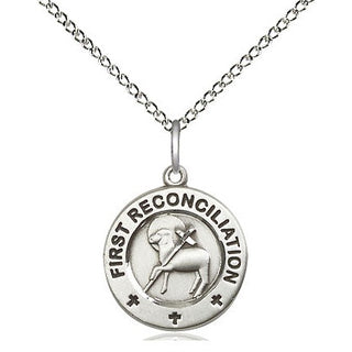 Sterling Silver First Reconciliation / Penance Medal Religious and Catholic Jewelry Engraved Catholic Saint Jewelry
