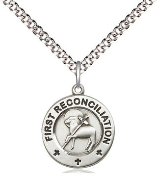 Sterling Silver First Reconciliation / Penance Medal Religious and Catholic Jewelry Engraved Catholic Saint Jewelry
