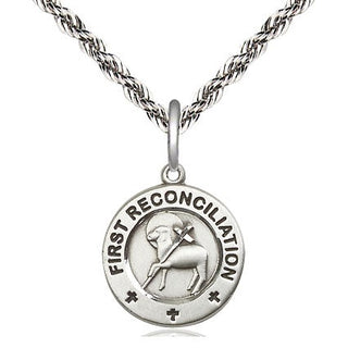 Sterling Silver First Reconciliation / Penance Medal Religious and Catholic Jewelry Engraved Catholic Saint Jewelry