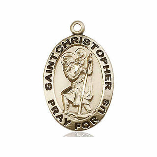 14kt Gold Filled Saint Christopher Medal Engraved Catholic Saint Jewelry