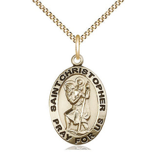 14kt Gold Filled Saint Christopher Medal Catholic Jewelry Engraved Catholic Saint Jewelry