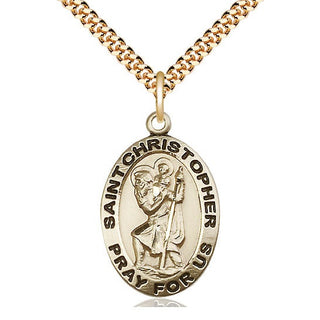 14kt Gold Filled Saint Christopher Medal Catholic Jewelry Engraved Catholic Saint Jewelry