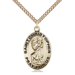 14kt Gold Filled Saint Christopher Medal Catholic Jewelry Engraved Catholic Saint Jewelry