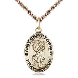 14kt Gold Filled Saint Christopher Medal Catholic Jewelry Engraved Catholic Saint Jewelry