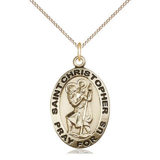 14kt Gold Saint Christopher Medal Engraved Catholic Saint Jewelry