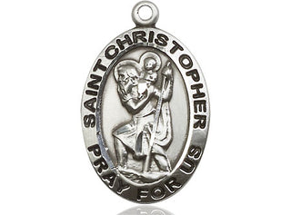 Pewter Saint Christopher Medal Engraved Catholic Saint Jewelry