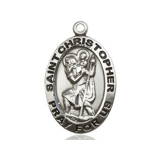 Sterling Silver Saint Christopher Medal Catholic Jewelry Engraved Catholic Saint Jewelry