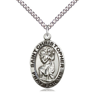 Sterling Silver Saint Christopher Medal Catholic Jewelry Engraved Catholic Saint Jewelry