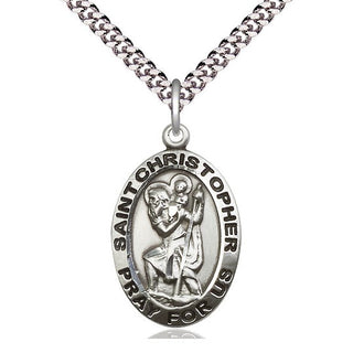 Sterling Silver Saint Christopher Medal Catholic Jewelry Engraved Catholic Saint Jewelry