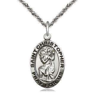Sterling Silver Saint Christopher Medal Catholic Jewelry Engraved Catholic Saint Jewelry
