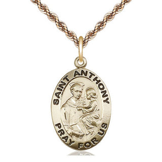 14kt Gold Filled Saint Anthony of Padua Medal Catholic Jewelry Engraved Catholic Saint Jewelry