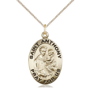 14kt Gold Saint Anthony of Padua Medal Engraved Catholic Saint Jewelry