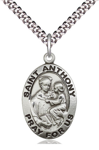 Pewter Saint Anthony of Padua Medal Catholic Jewelry Engraved Catholic Saint Jewelry