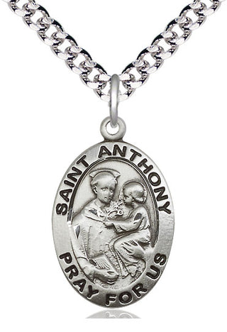 Pewter Saint Anthony of Padua Medal Catholic Jewelry Engraved Catholic Saint Jewelry