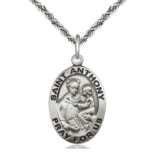 Sterling Silver Saint Anthony of Padua Medal Catholic Jewelry Engraved Catholic Saint Jewelry