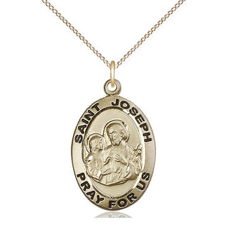 14kt Gold Filled Saint Joseph Medal Catholic Jewelry Engraved Catholic Saint Jewelry