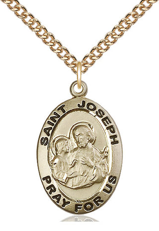 14kt Gold Filled Saint Joseph Medal Catholic Jewelry Engraved Catholic Saint Jewelry