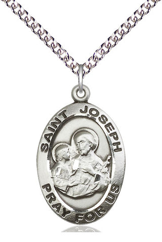 Sterling Silver Saint Joseph Medal Catholic Jewelry Engraved Catholic Saint Jewelry