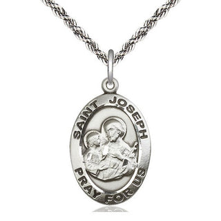 Sterling Silver Saint Joseph Medal Catholic Jewelry Engraved Catholic Saint Jewelry