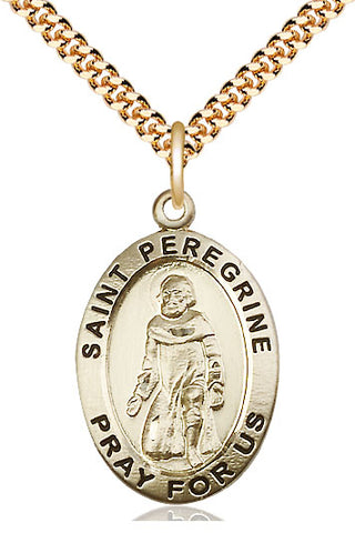14kt Gold Filled Saint Peregrine Medal Catholic Jewelry Engraved Catholic Saint Jewelry
