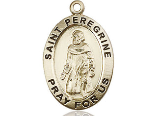 14kt Gold Saint Peregrine Medal Engraved Catholic Saint Jewelry