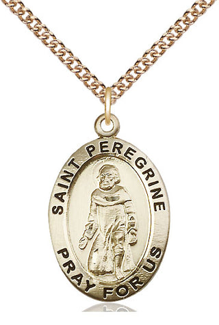 14kt Gold Saint Peregrine Medal Engraved Catholic Saint Jewelry
