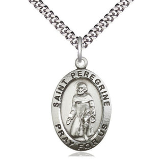 Pewter Saint Peregrine Medal Catholic Jewelry Engraved Catholic Saint Jewelry