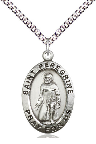 Sterling Silver Saint Peregrine Medal Catholic Jewelry Engraved Catholic Saint Jewelry