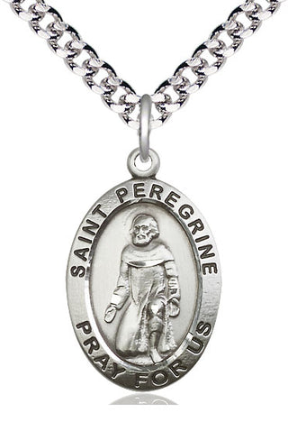 Sterling Silver Saint Peregrine Medal Catholic Jewelry Engraved Catholic Saint Jewelry