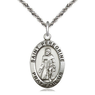 Sterling Silver Saint Peregrine Medal Catholic Jewelry Engraved Catholic Saint Jewelry