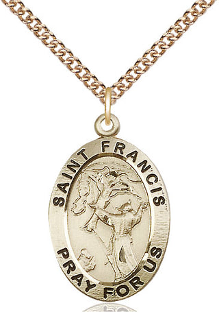 14kt Gold Filled Saint Francis of Assisi Medal Catholic Jewelry Engraved Catholic Saint Jewelry