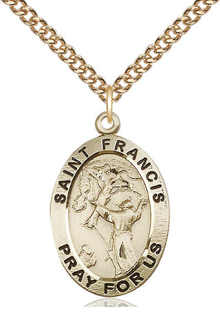 14kt Gold Filled Saint Francis of Assisi Medal Catholic Jewelry Engraved Catholic Saint Jewelry